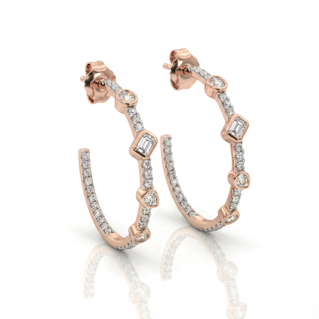 Timeless essentials Multi Shape Diamond Hoops