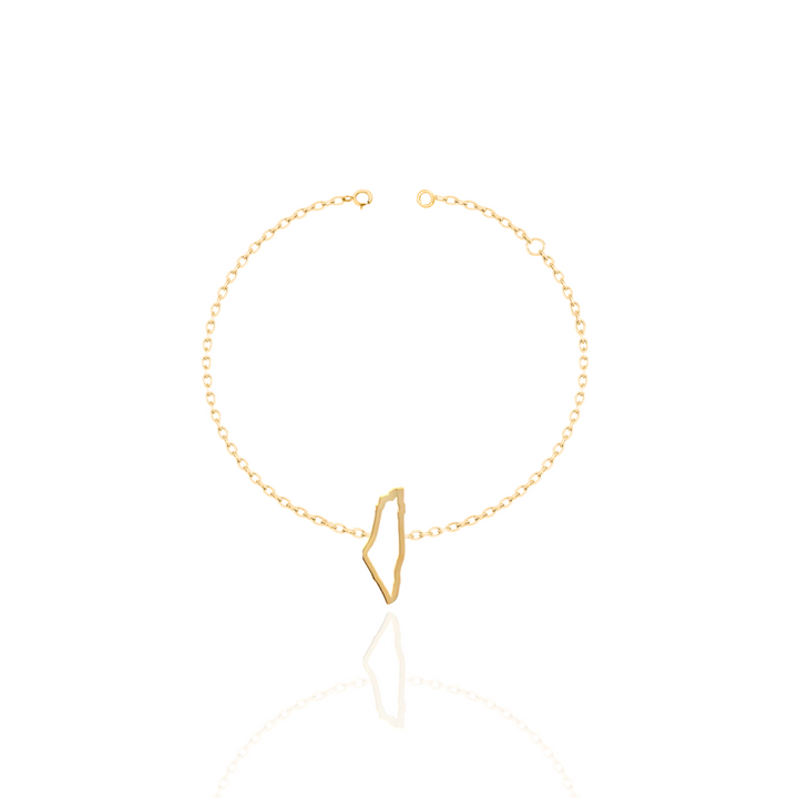 18K gold maps bracelet for women in Dubai elegant premium gold jewellery with free delivery in UAE