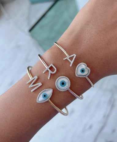 Protection Alphabet and Evil Eye Bangle