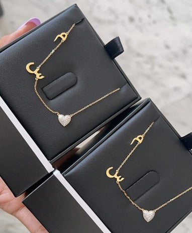 Zeeana Diamond Alphabets Necklace