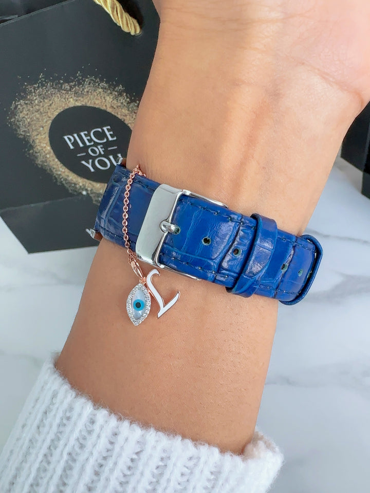 Amara One Alphabet and Evil Eye Gold Watch Charm - PieceOfYou
