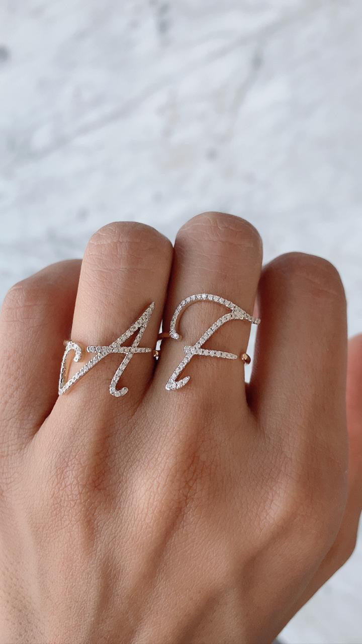 Zeeana Statement Alphabet Ring