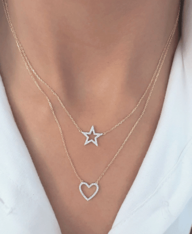 Timeless essentials Diamond Star or Heart Necklace