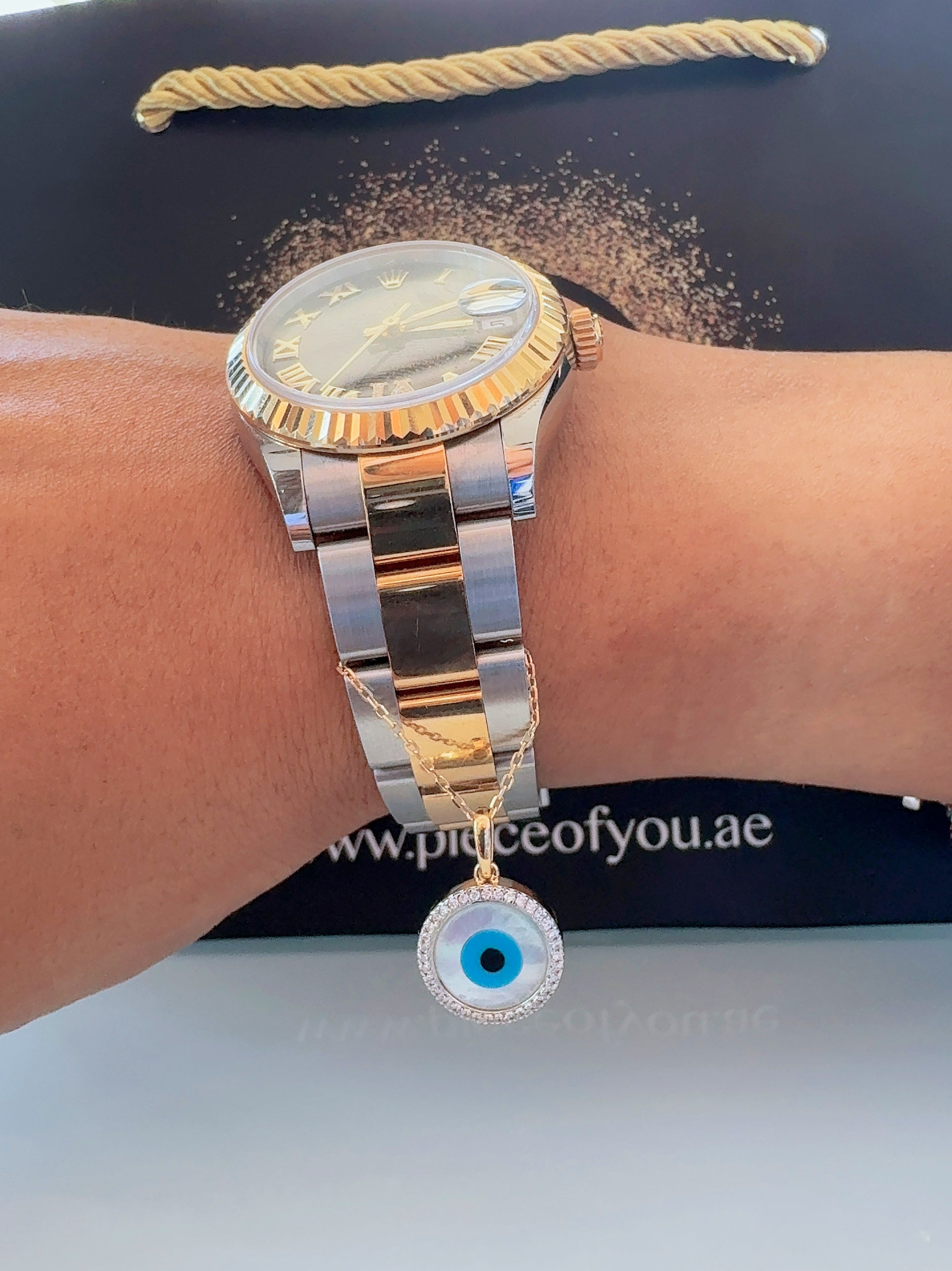 Protection Round Evil Eye Watch Charm
