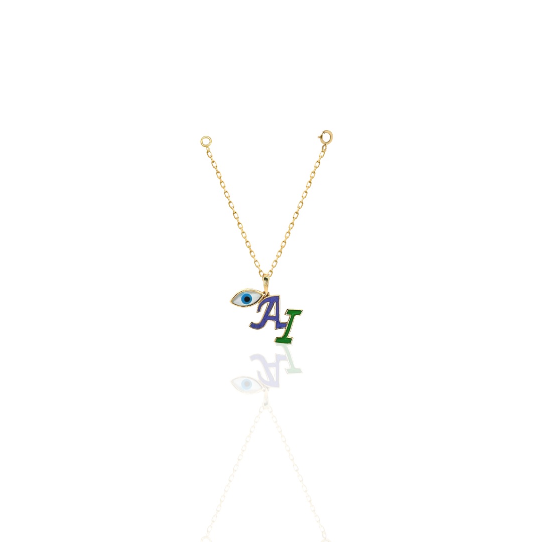 Amara Two Alphabet and Evil Eye Gold Watch Charm - PieceOfYou