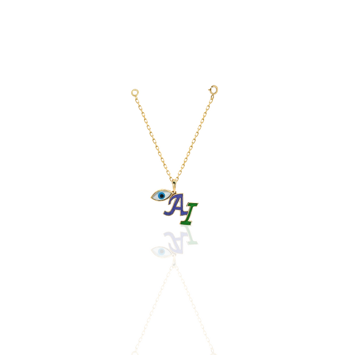 Amara Two Alphabet and Evil Eye Gold Watch Charm - PieceOfYou