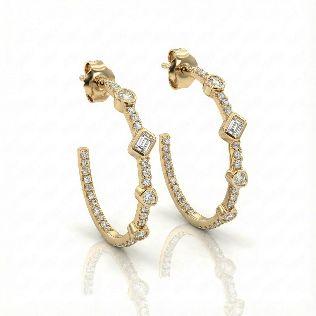 Timeless essentials Multi Shape Diamond Hoops