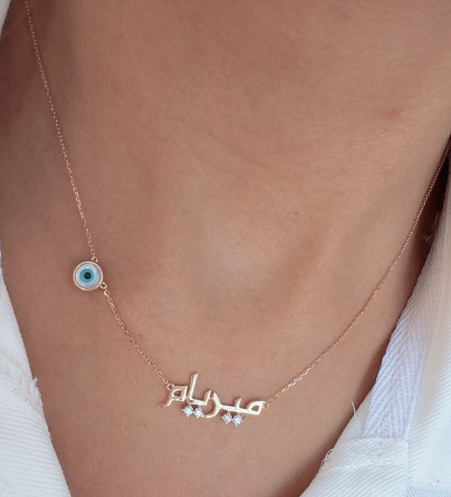Zeeana Evil Eye Name Necklace