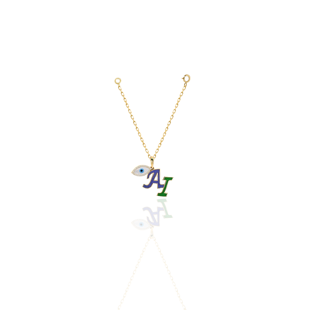 Amara Two Alphabet and Diamond Evil Eye Watch Charm