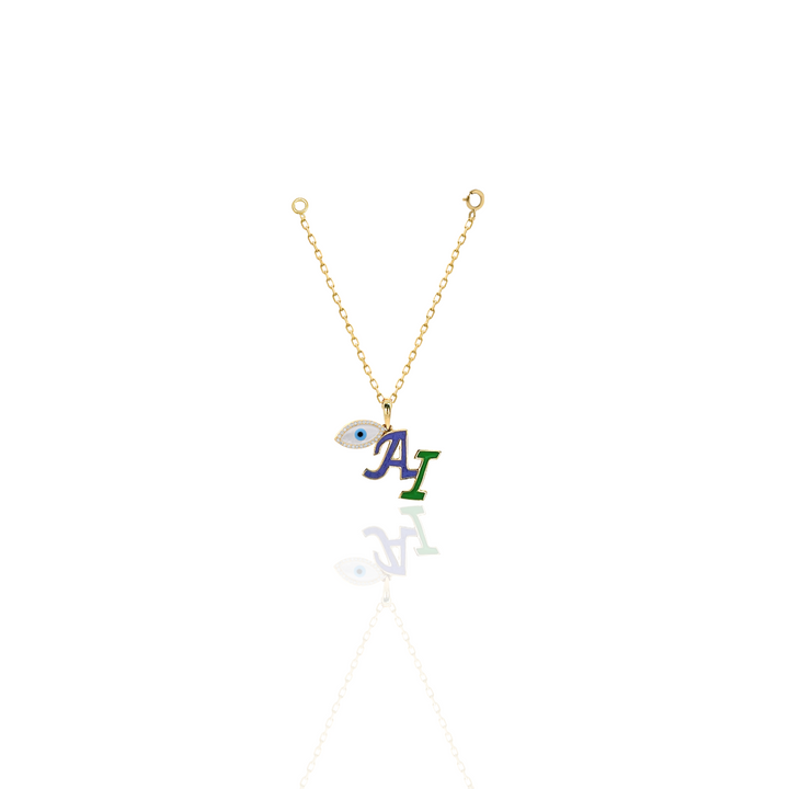 Amara Two Alphabet and Diamond Evil Eye Watch Charm