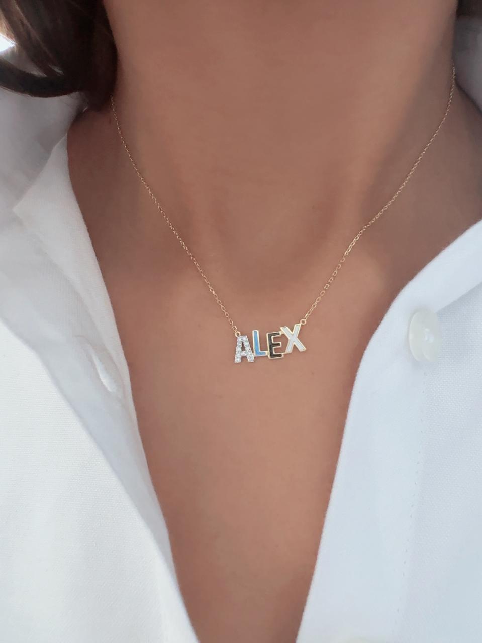 Zeeana Diamond and Enamel Necklace