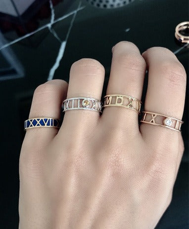 Zeeana Roman Number Date Ring