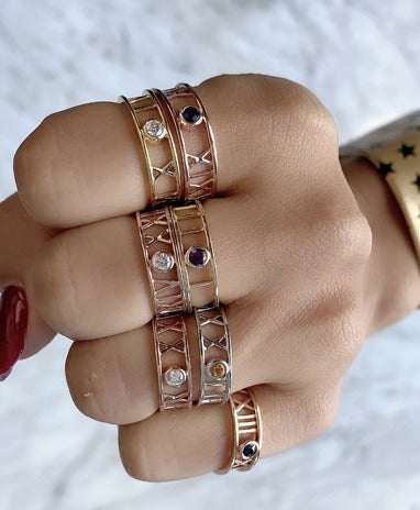 Zeeana Roman Number Date Ring