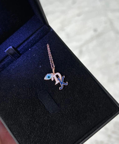 Amara Two Alphabet and Evil Eye Gold Watch Charm - PieceOfYou