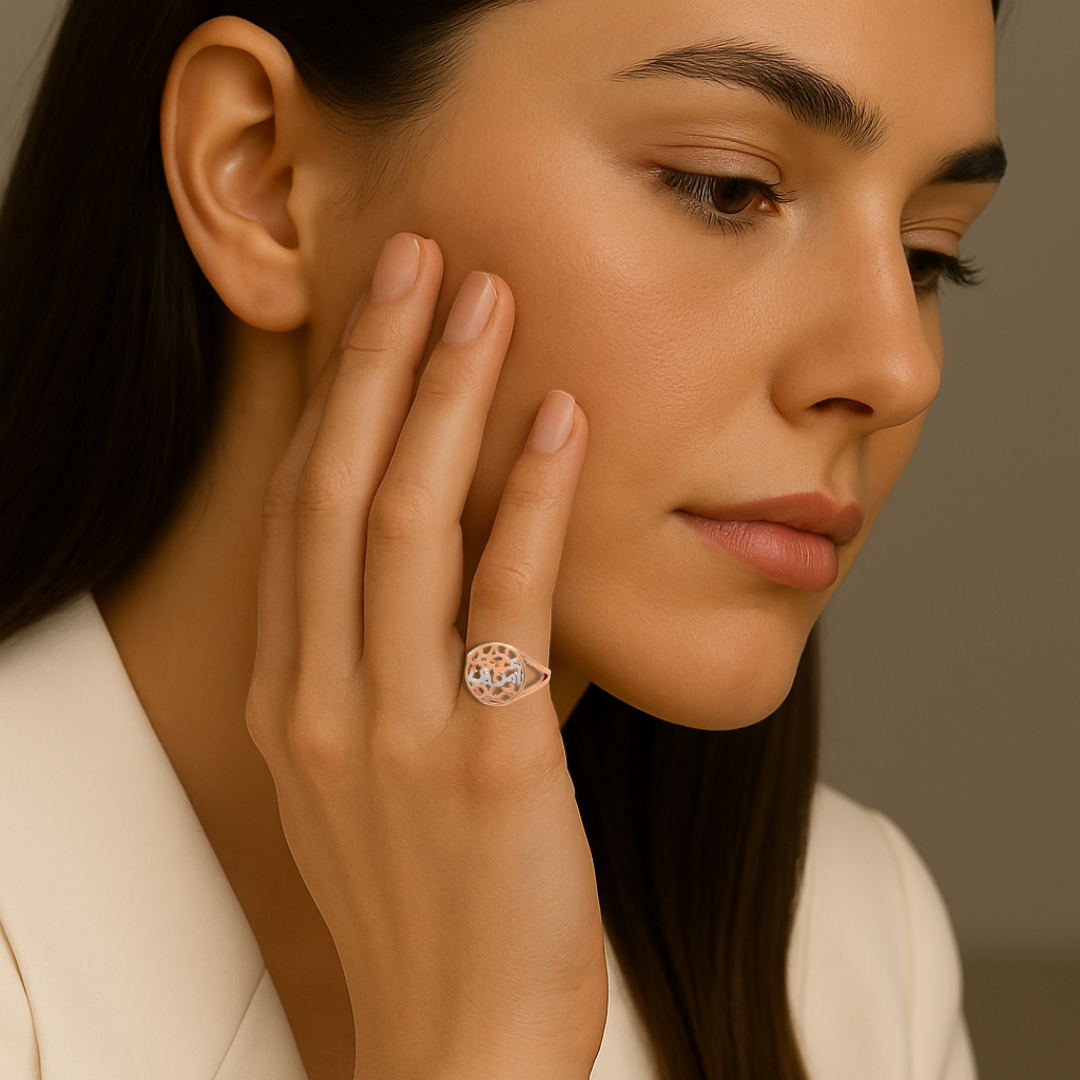 Amara Calligraphy Gold Pinky Ring