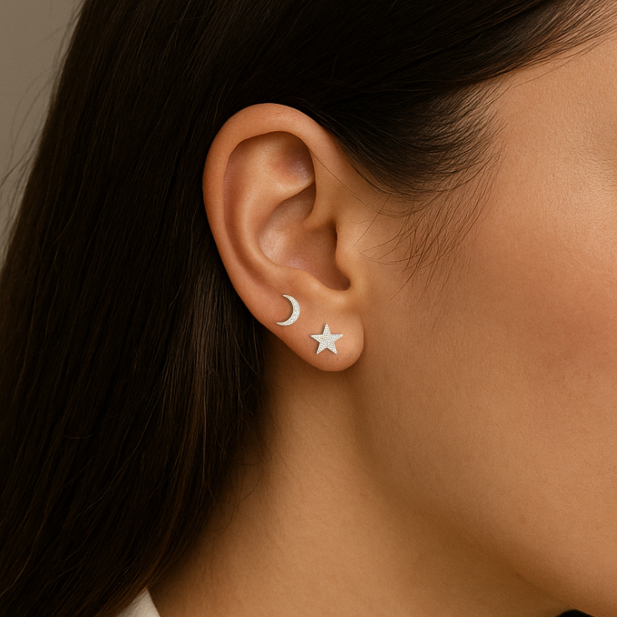 Timeless essentials Moon Star Ear Studs