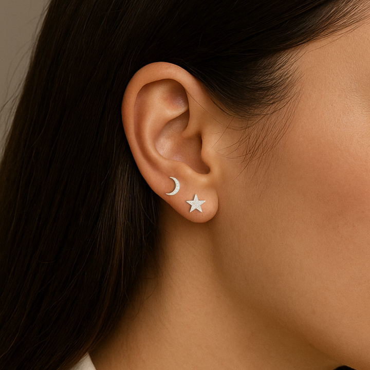 Timeless essentials Moon Star Ear Studs