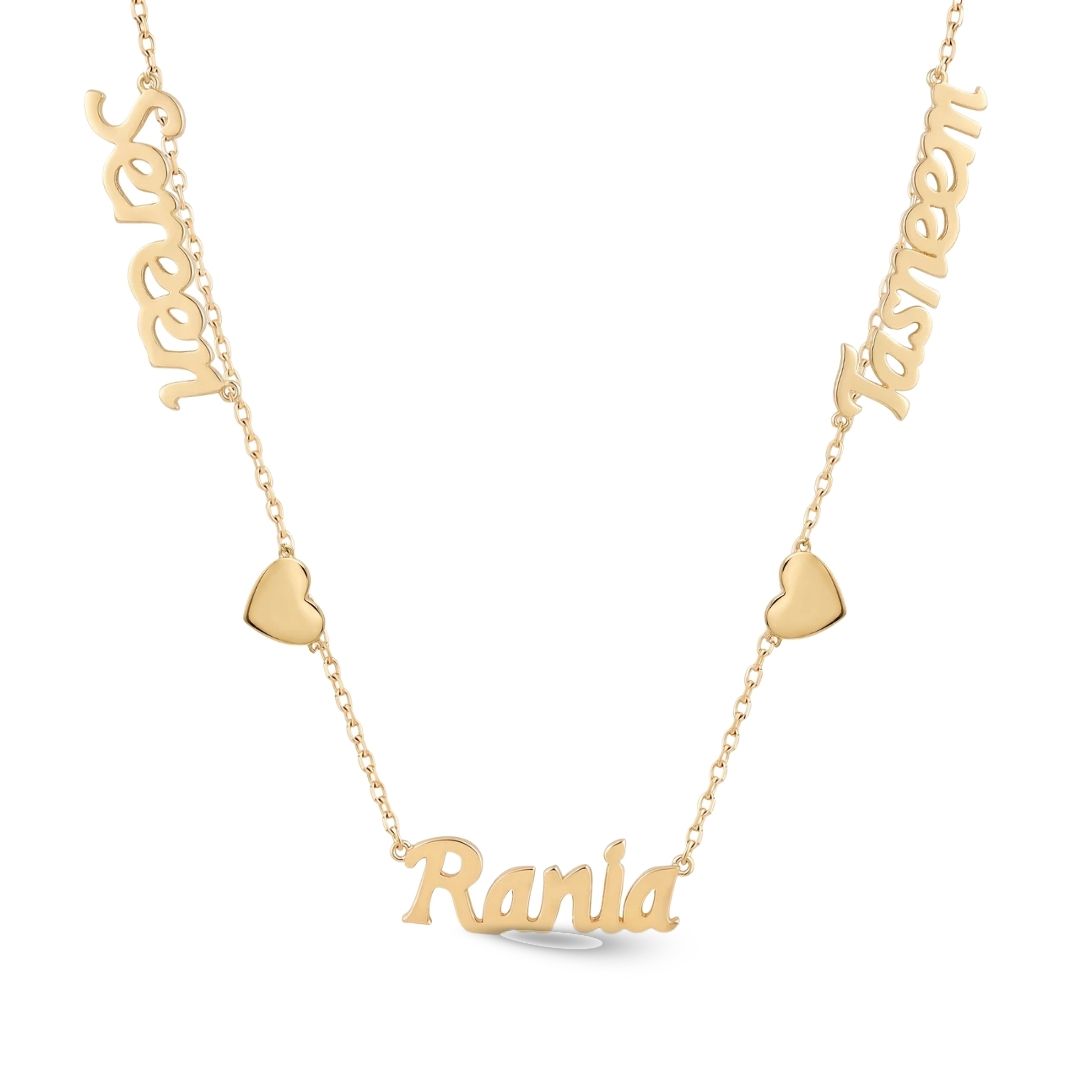 Zeeana Three Name Necklace