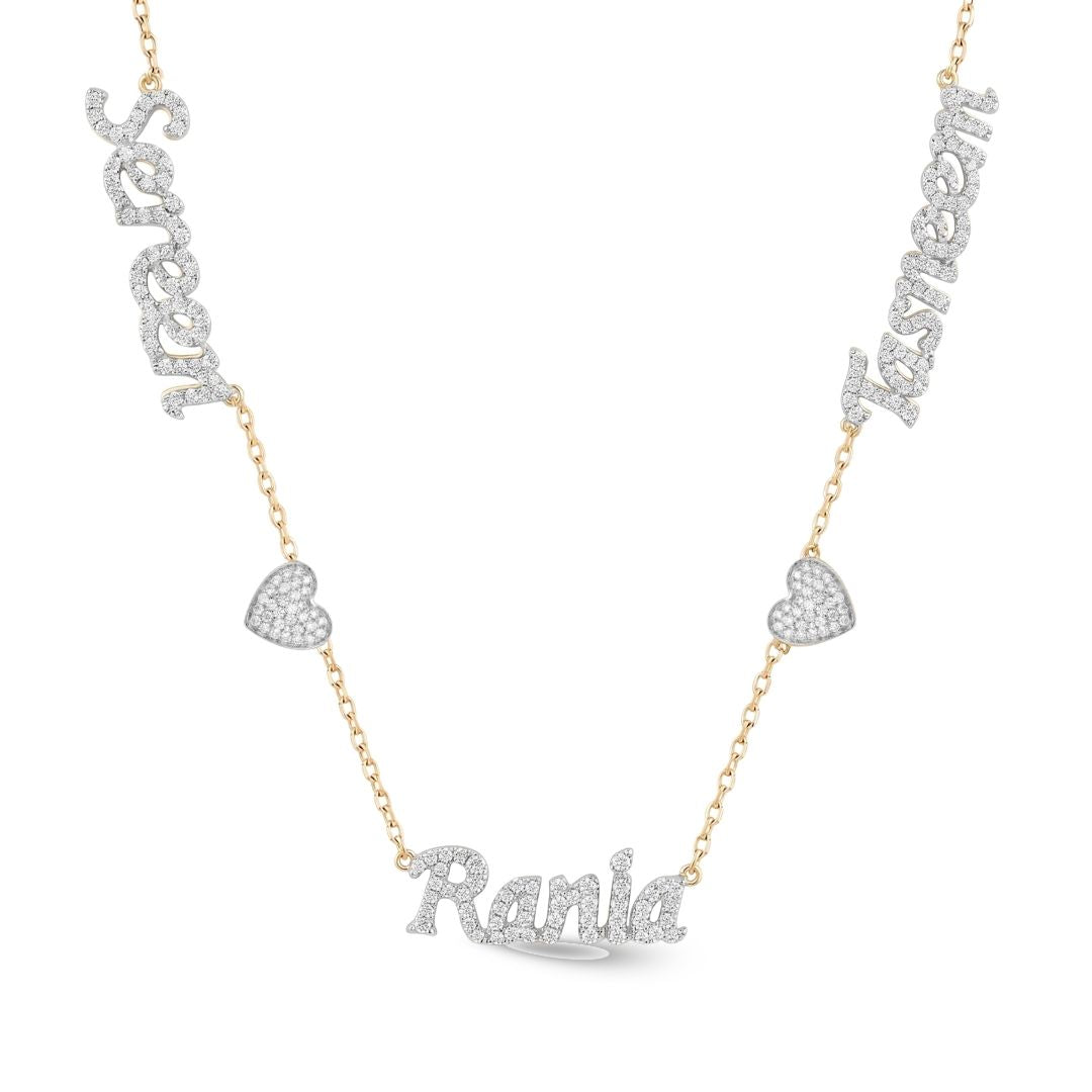 Zeeana Three Name Necklace