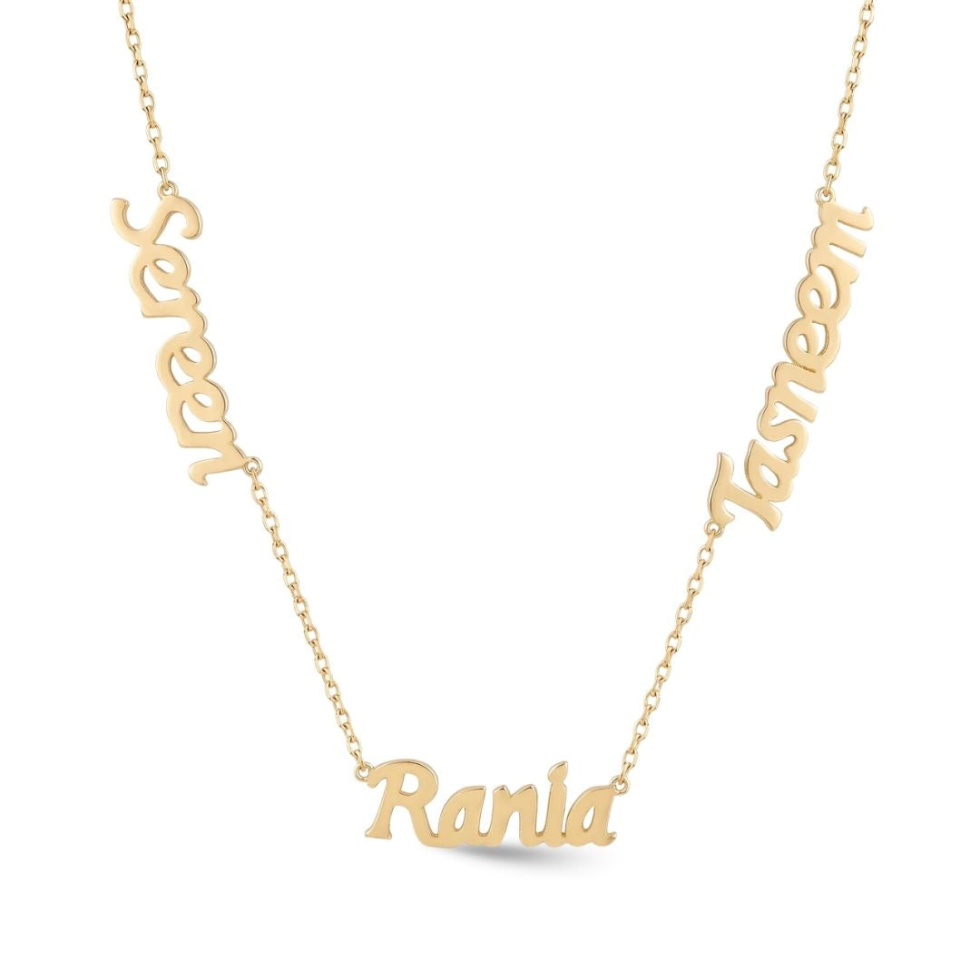 Zeeana Three Name Necklace