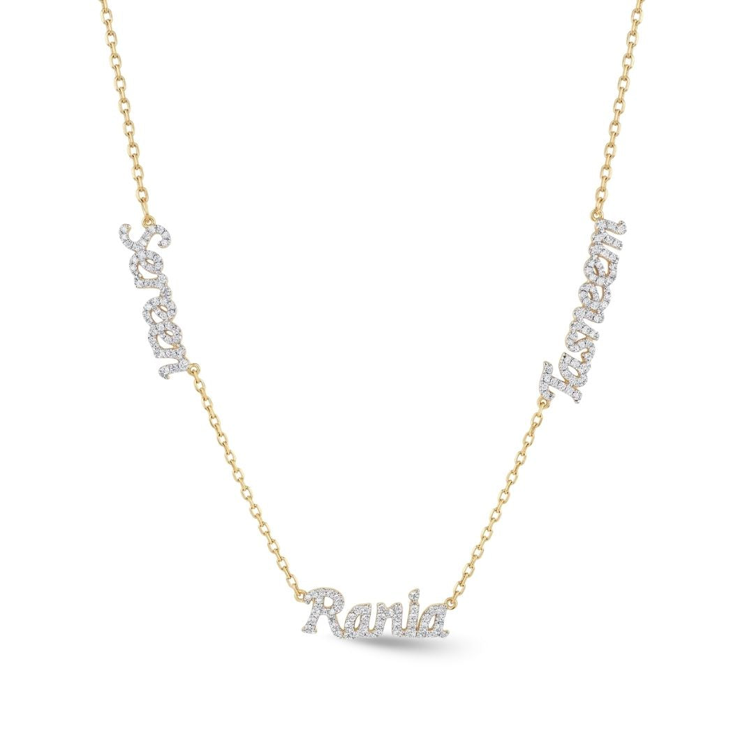 Zeeana Three Name Necklace