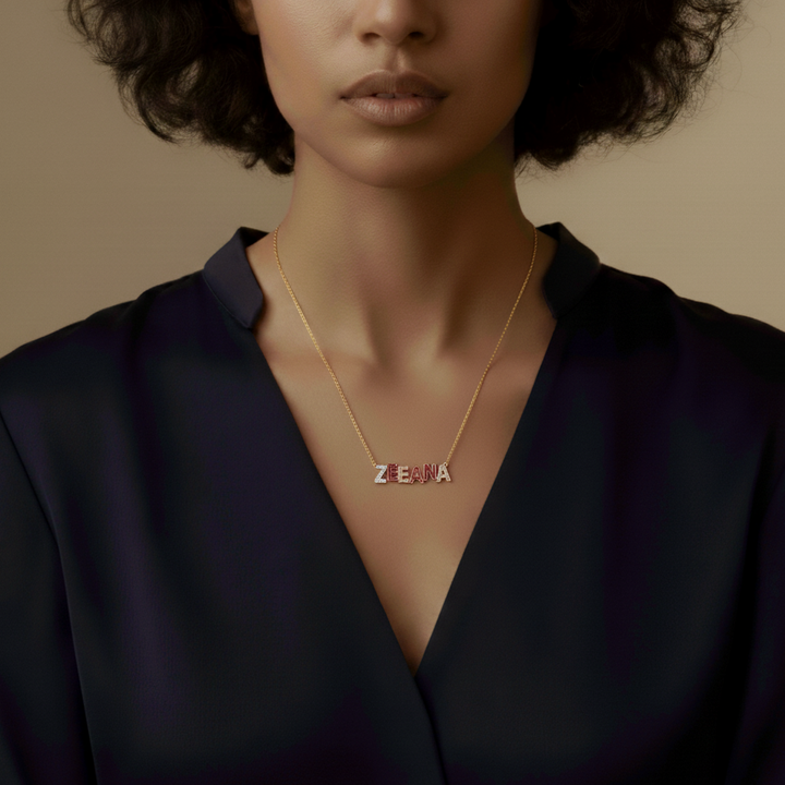 Zeeana Diamond and Enamel Necklace