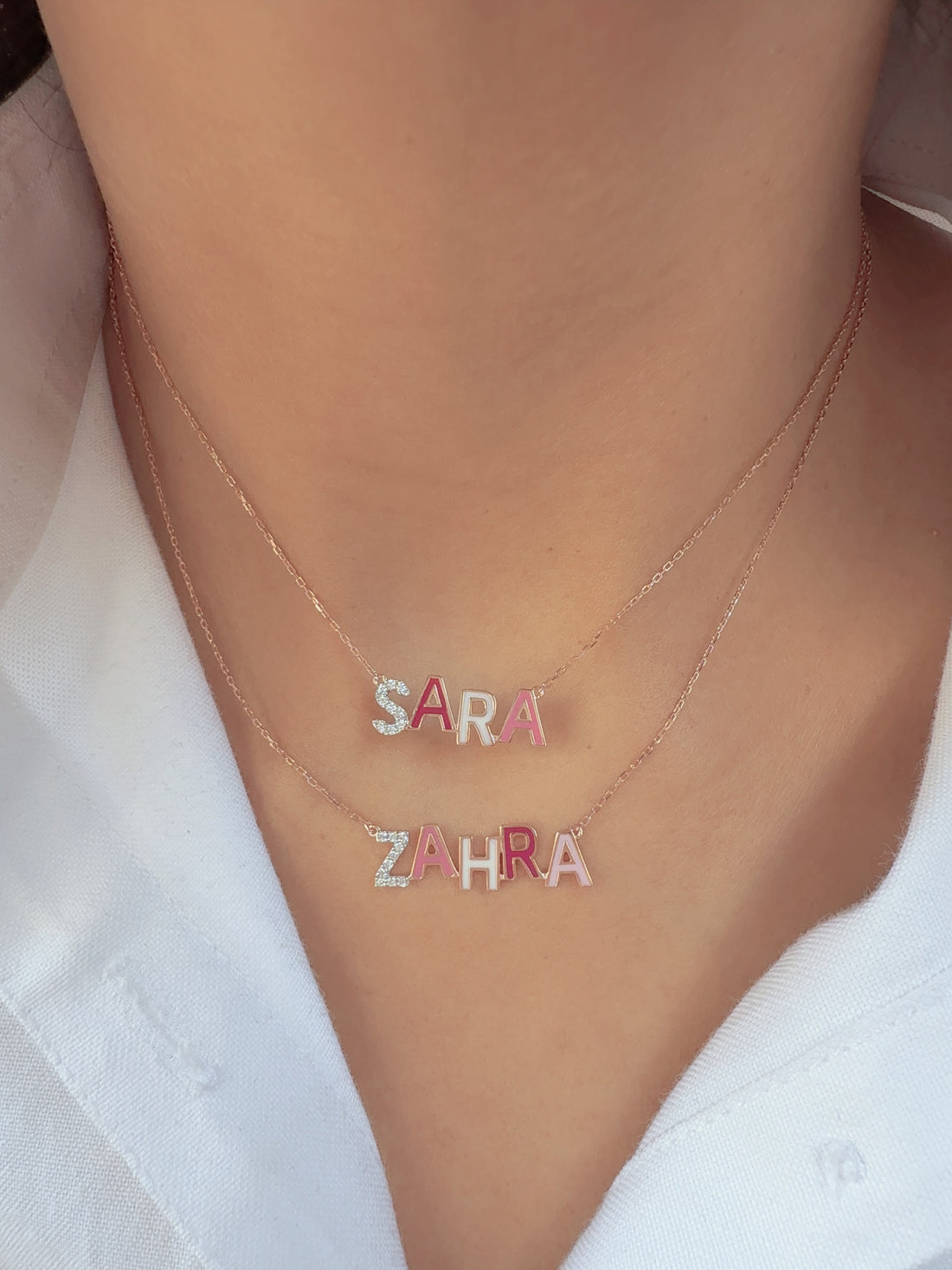 Zeeana Diamond and Enamel Necklace