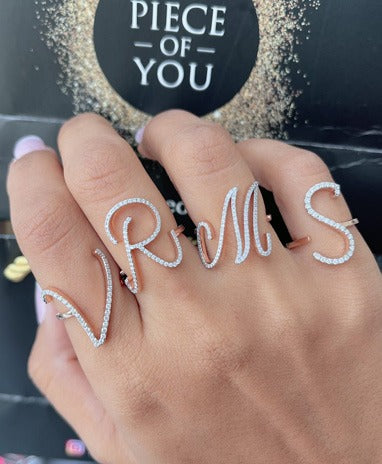 Zeeana Statement Alphabet Ring
