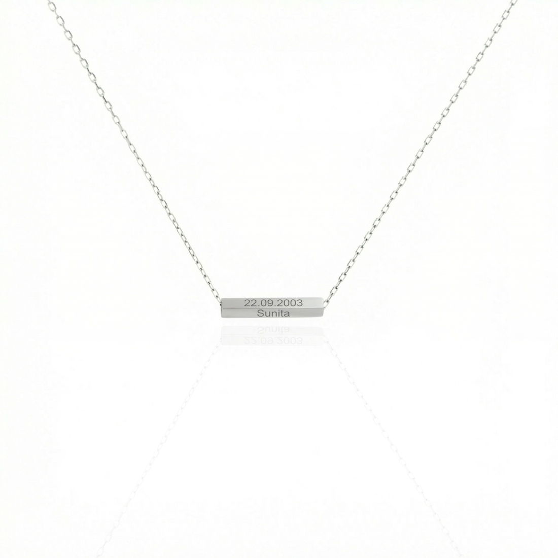 Zeeana Four Side Engraving 3D Bar Necklace