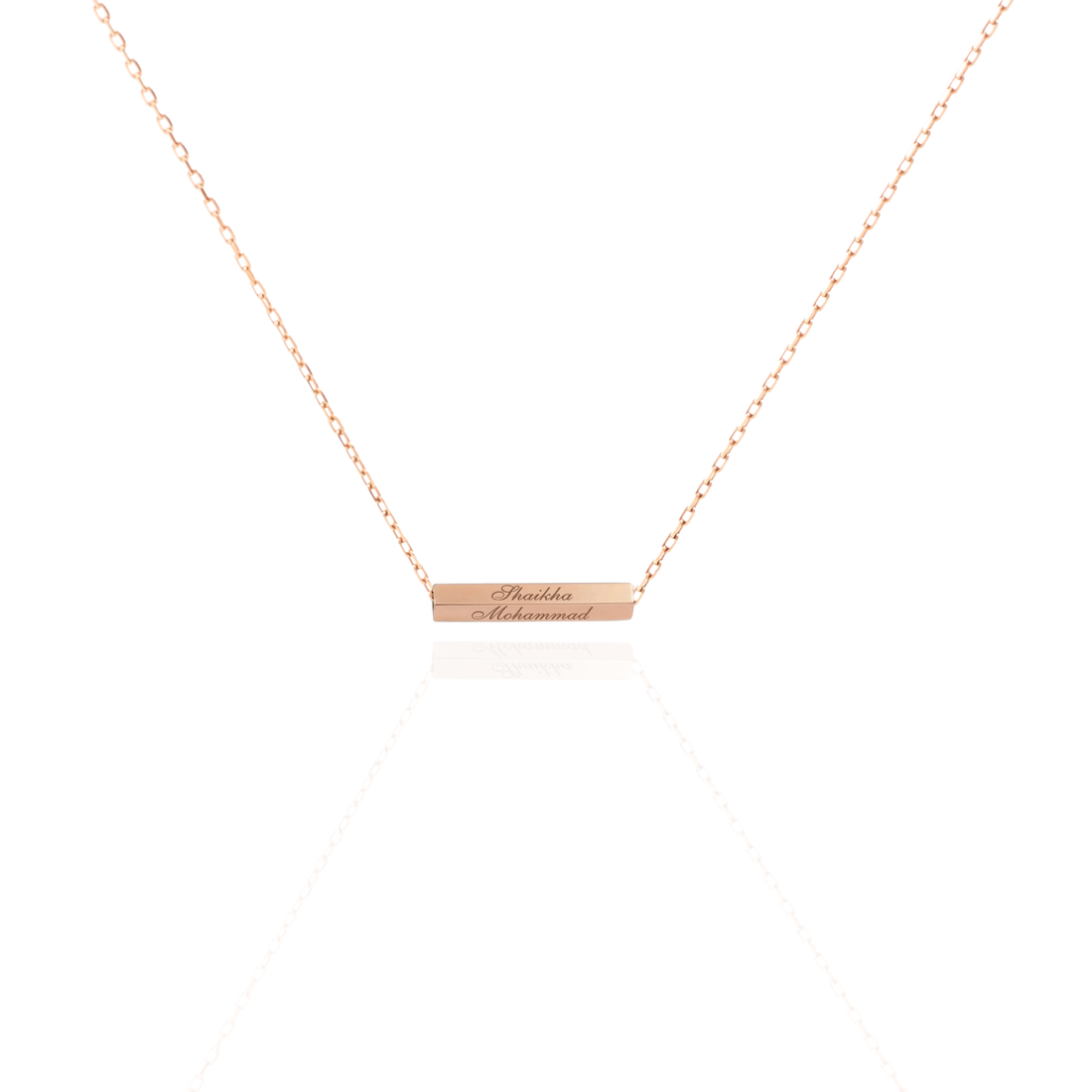 Zeeana Four Side Engraving 3D Bar Necklace