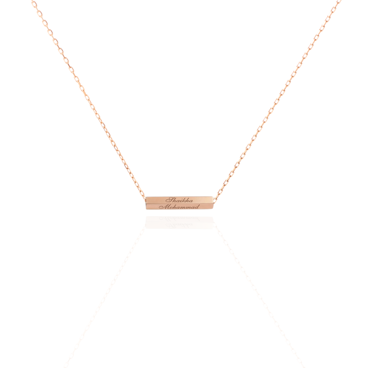 Zeeana Four Side Engraving 3D Bar Necklace