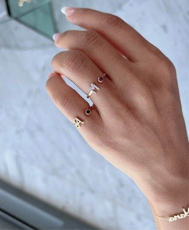 Zeeana Alphabet and Birthstone Ring