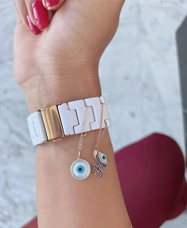 Amara One Alphabet and Evil Eye Gold Watch Charm - PieceOfYou