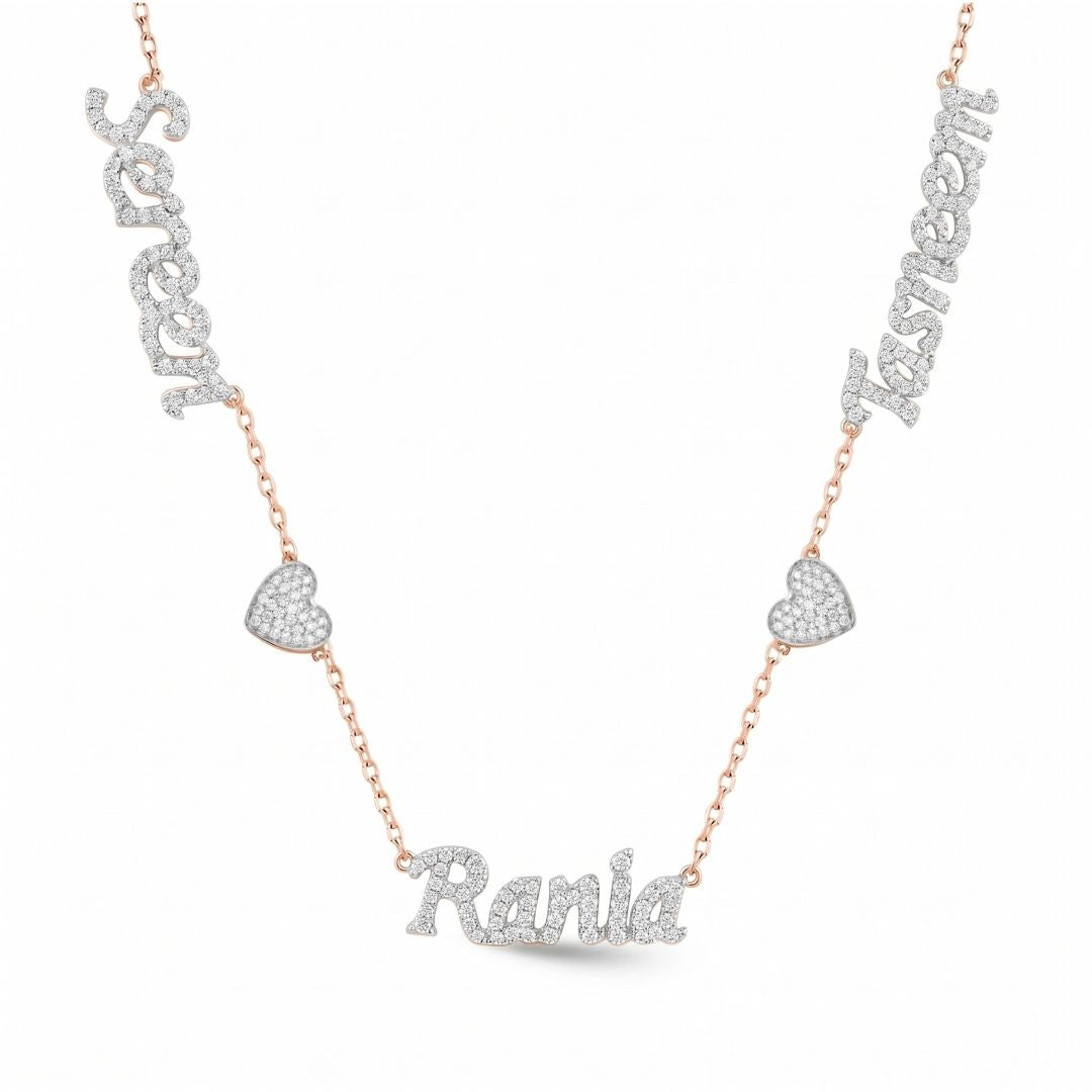 Zeeana Three Name Necklace