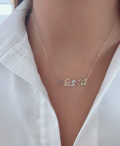 Zeeana Rainbow Multicolor Name Necklace