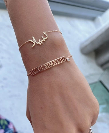 Zeeana Bar Date Diamond Bracelet - PieceOfYou