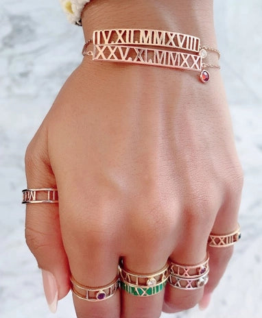 Zeeana Bar Date Diamond Bracelet - PieceOfYou
