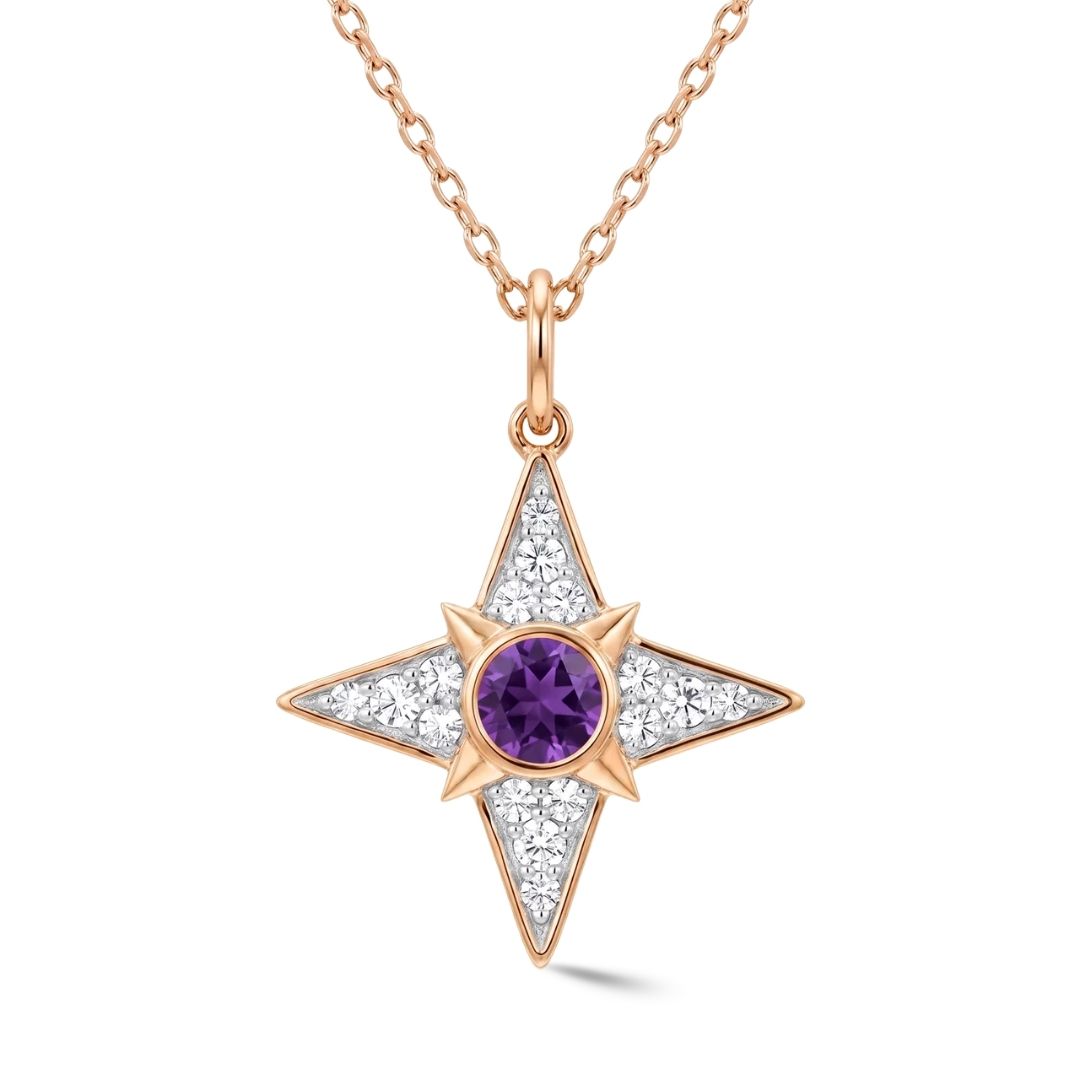 Zeeana Star With Birthstone Necklace