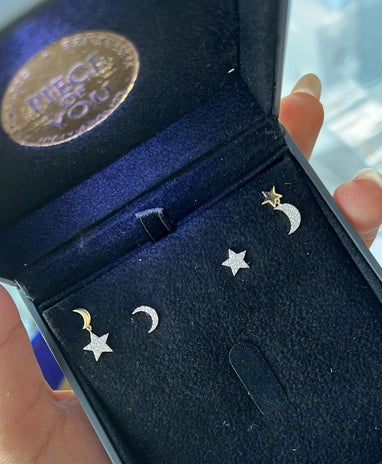 Timeless essentials Star and Moon Mini Dangling Earrings