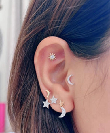 Timeless essentials Star and Moon Mini Dangling Earrings