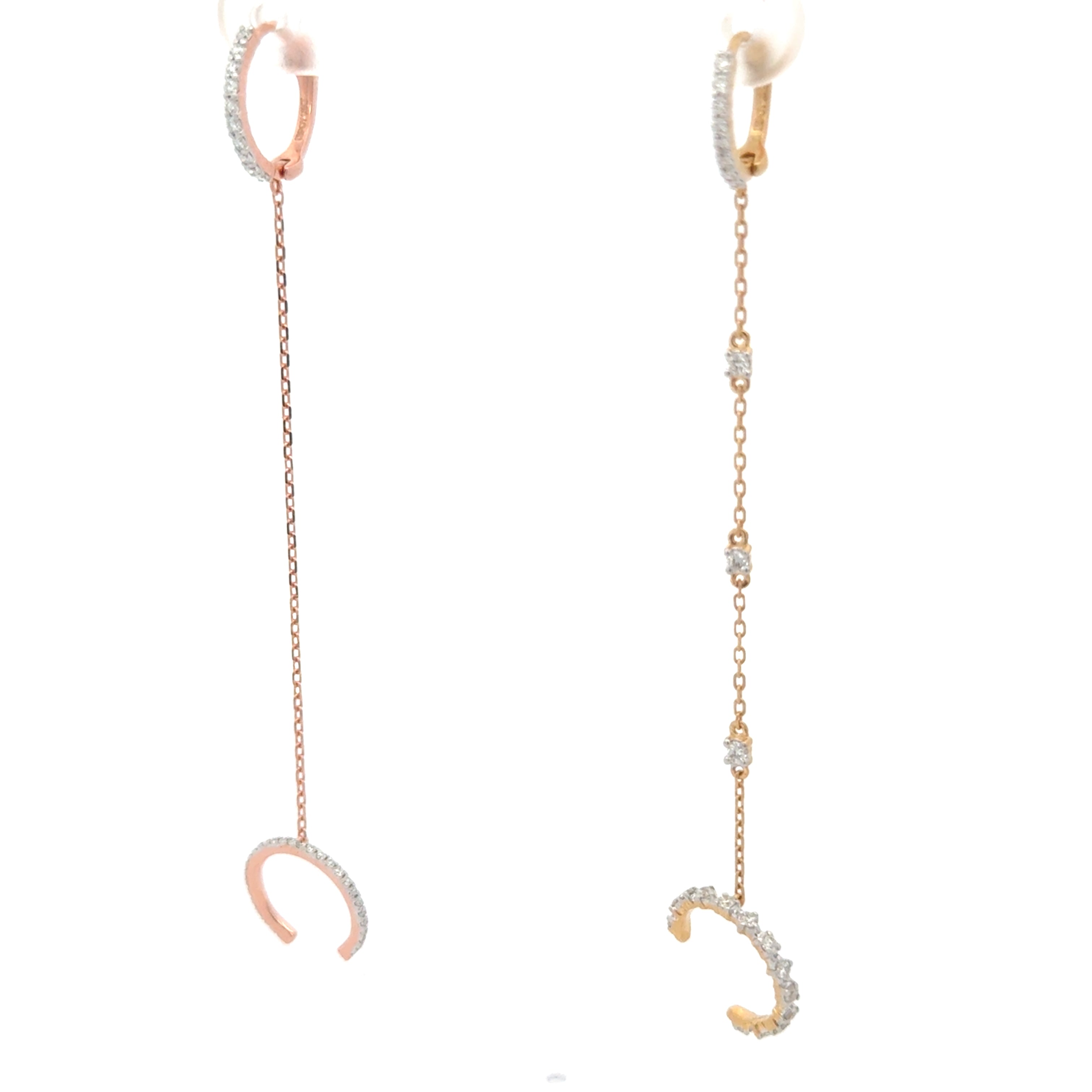 Timeless essentials Large Diamond Huggies with Chain