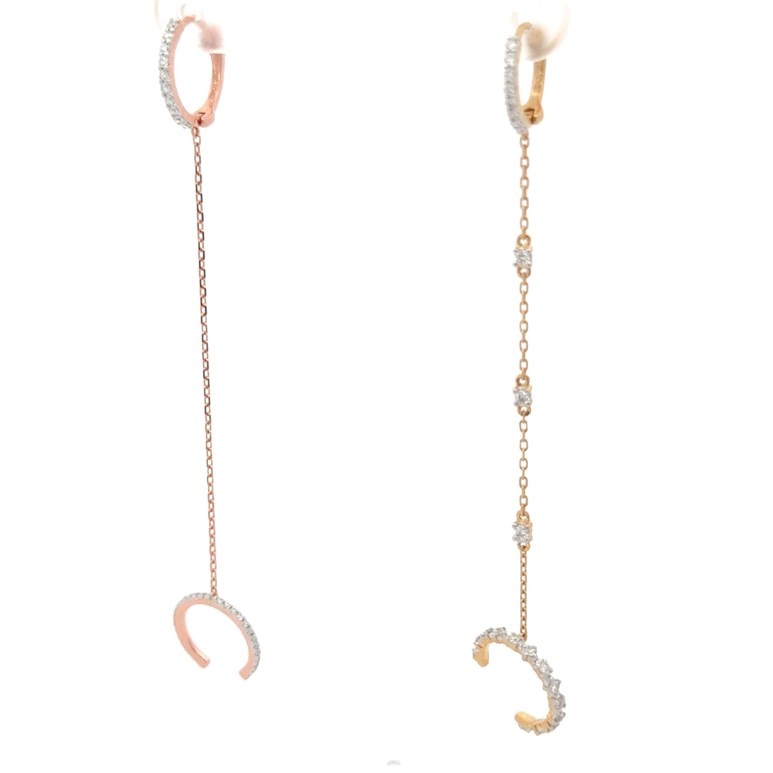 Timeless essentials Large Diamond Huggies with Chain