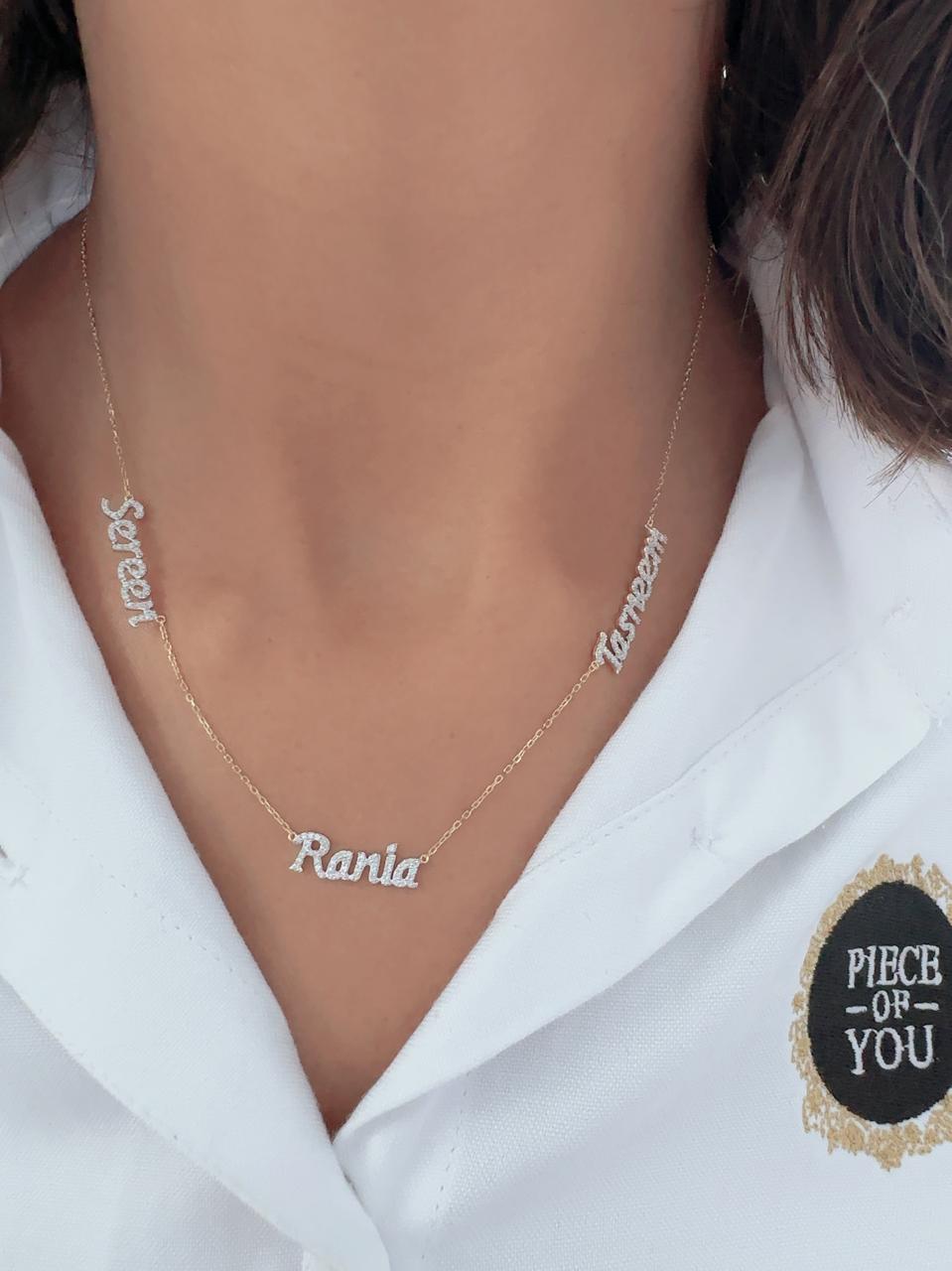 Zeeana Three Name Necklace