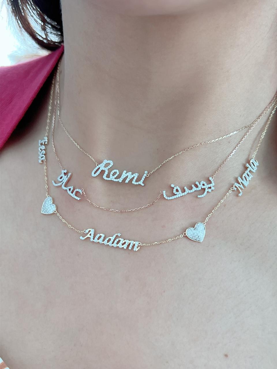 Zeeana Three Name Necklace