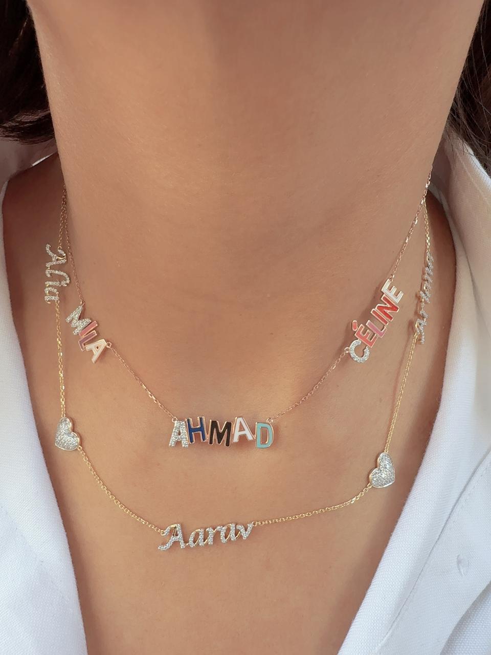 Zeeana Three Name Necklace