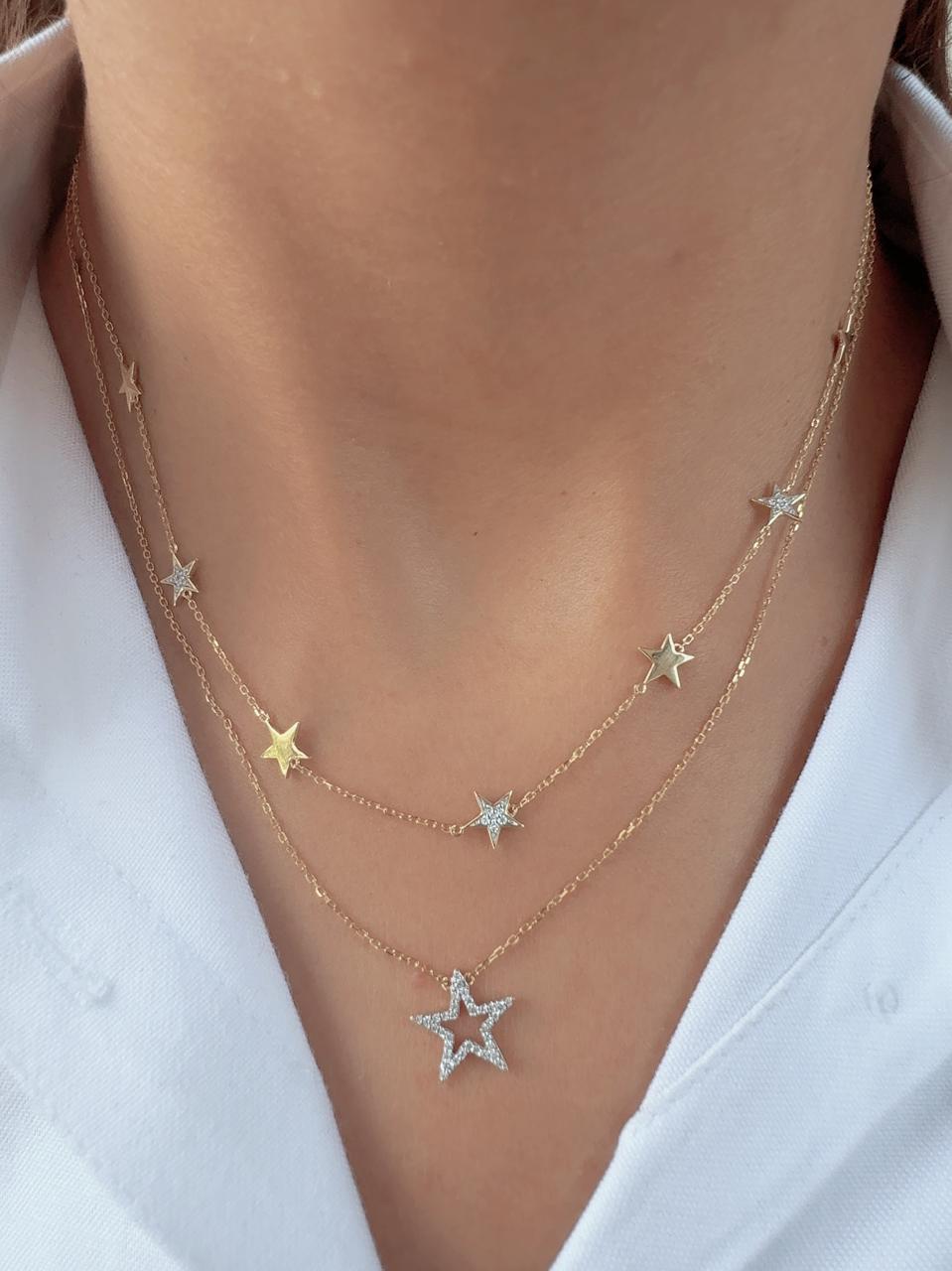 Timeless essentials Multi- Star Chain Necklace