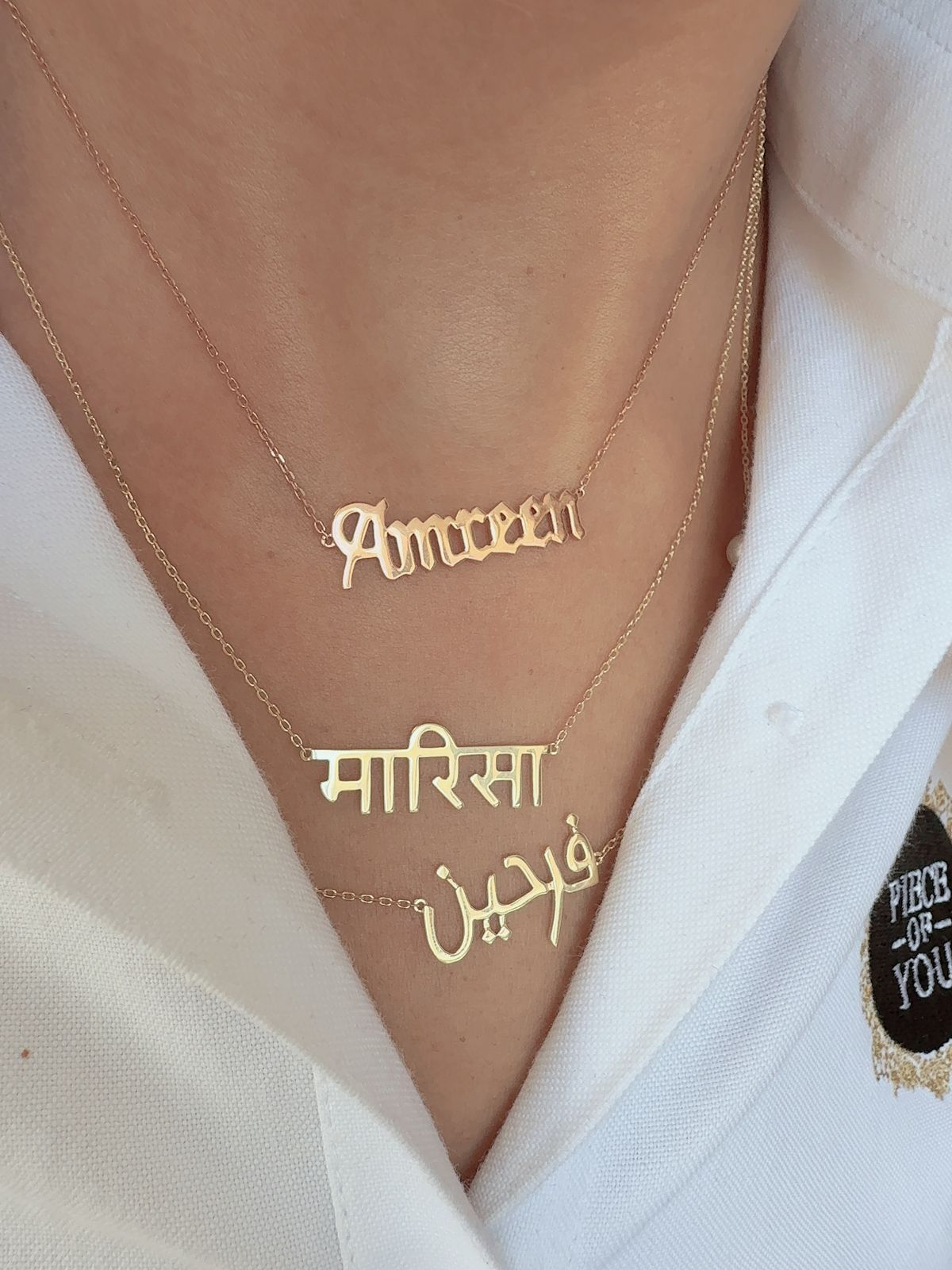Zeeana Gold Name Necklace