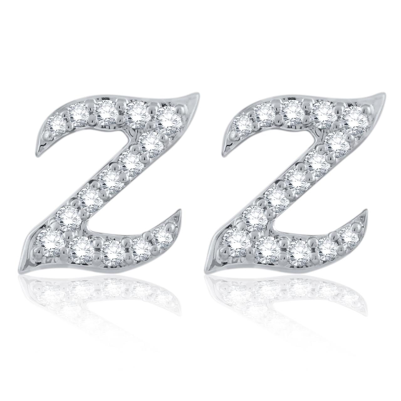 Zeeana Diamond Initial Ear Studs