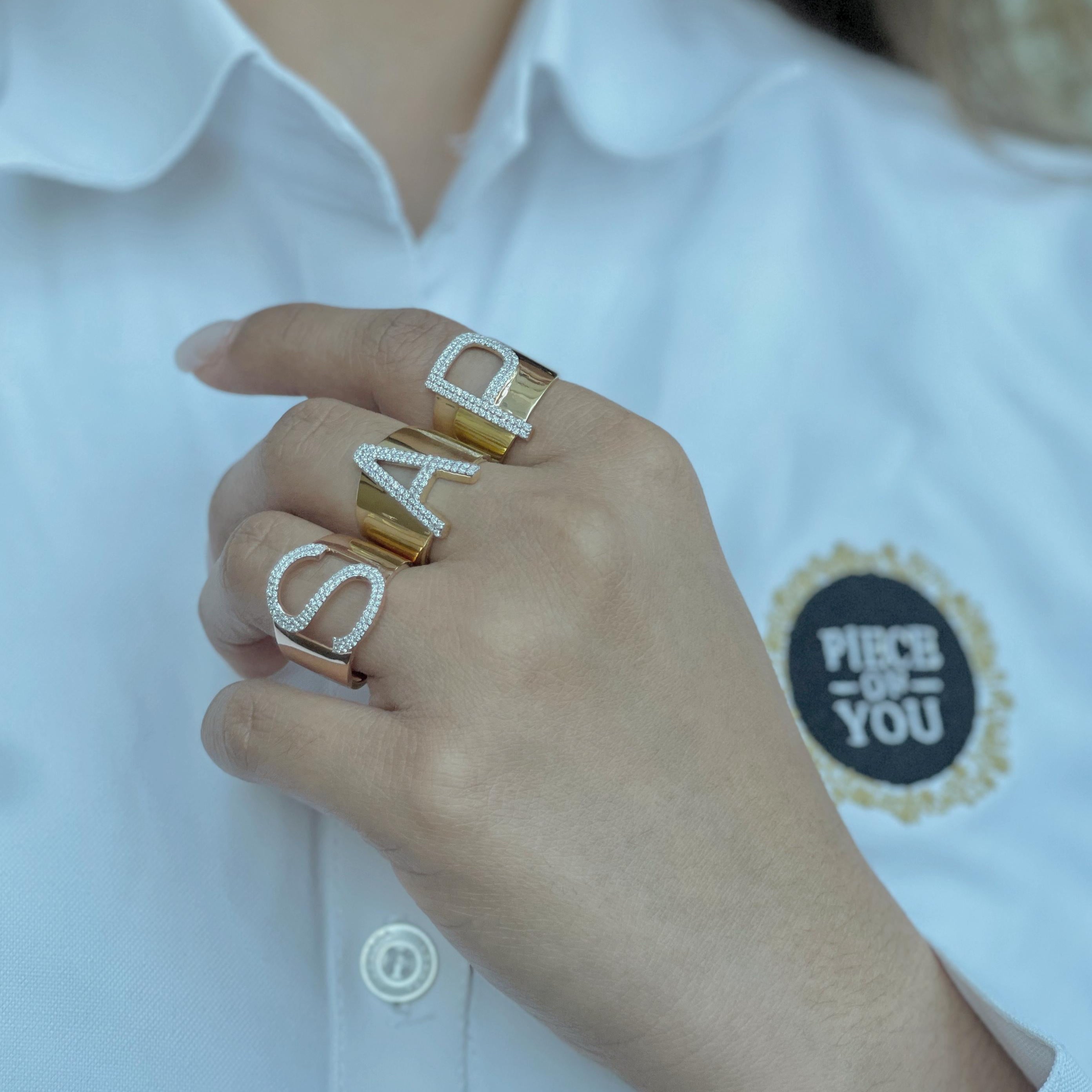 Zeeana Icon Initial Ring