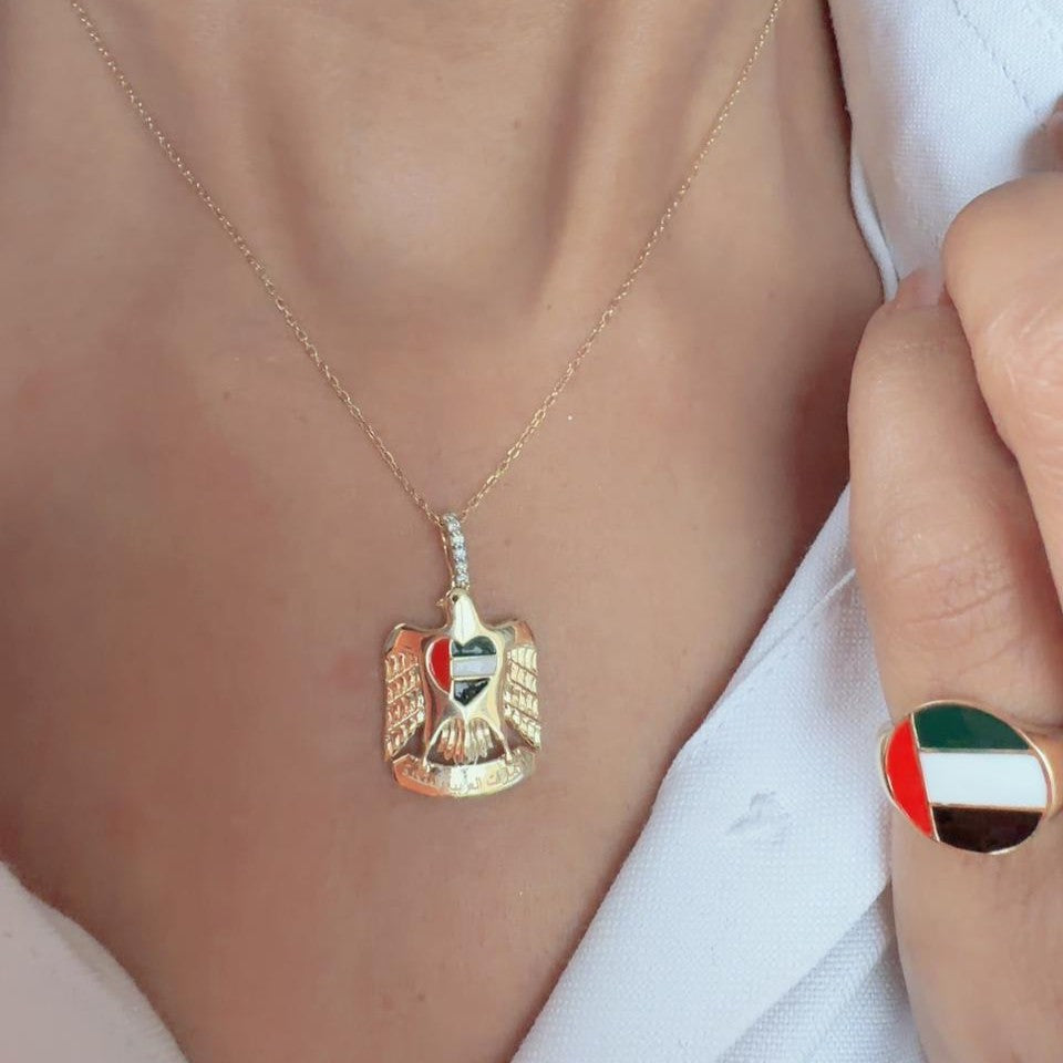 UAE Falcon Enamel Necklace